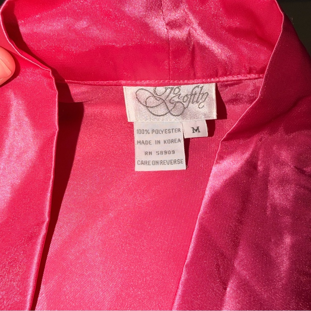 Hot Pink Satin Robe Kimono Style Lightweight Lounge NWT - Size M - Picture 4 of 9